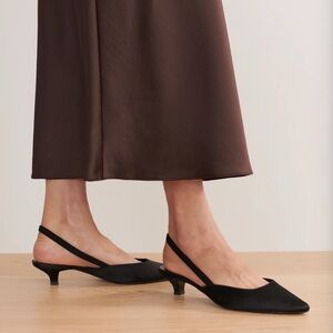 Jenni Kayne Black Satin Slingback Heels